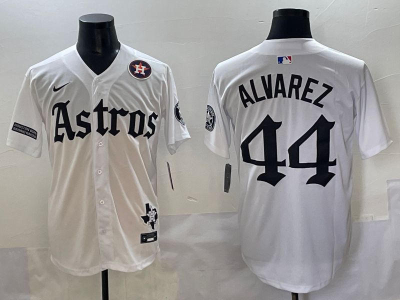 Men 2025 Houston Astros 44 Alvarez White Five generations Joint Name Nike MLB Jersey style 14